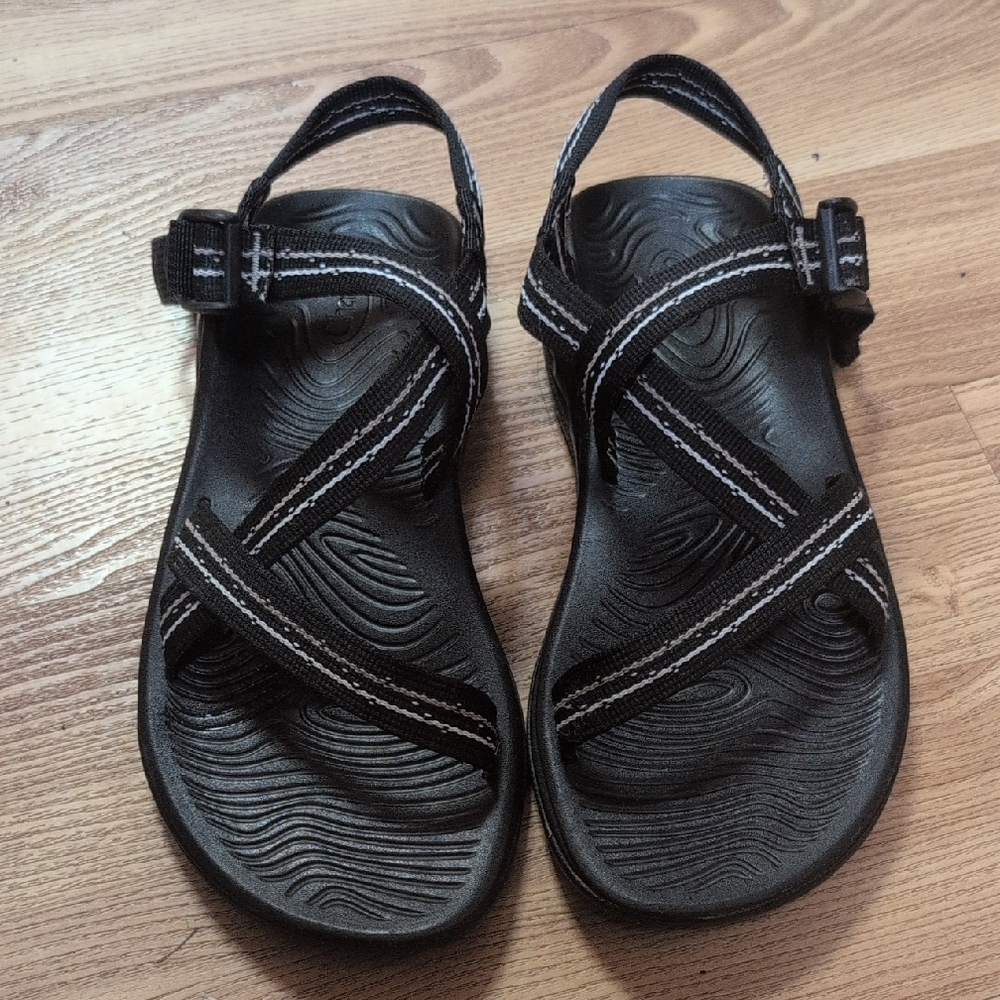 Chaco Black Sandals with White Stitching